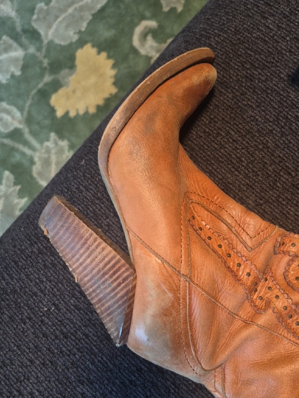 Jessica Simpson Cognac Leather Western Knee-High Boots - Picture 6 of 16